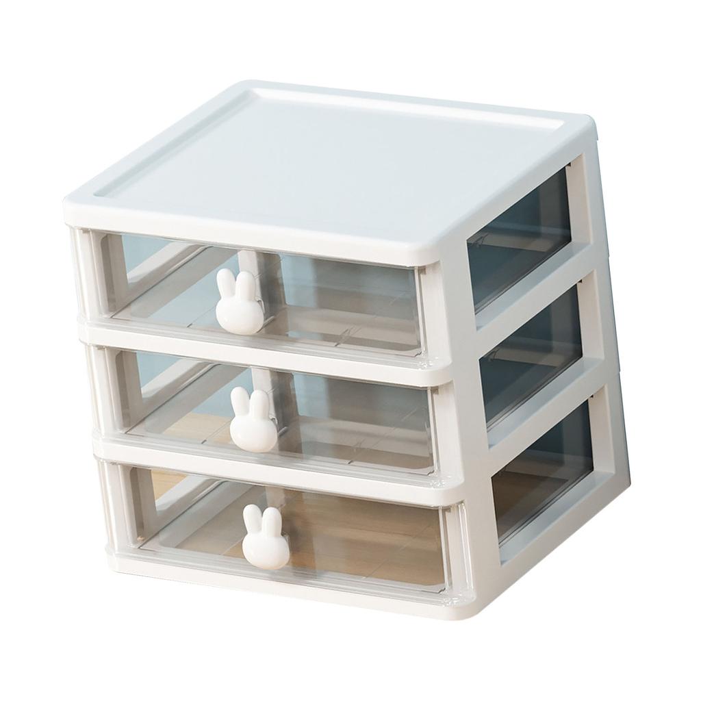 Desk Organizer Clear Plastic Desk Storage Box with 3 Drawers for Office Supplies Makeup