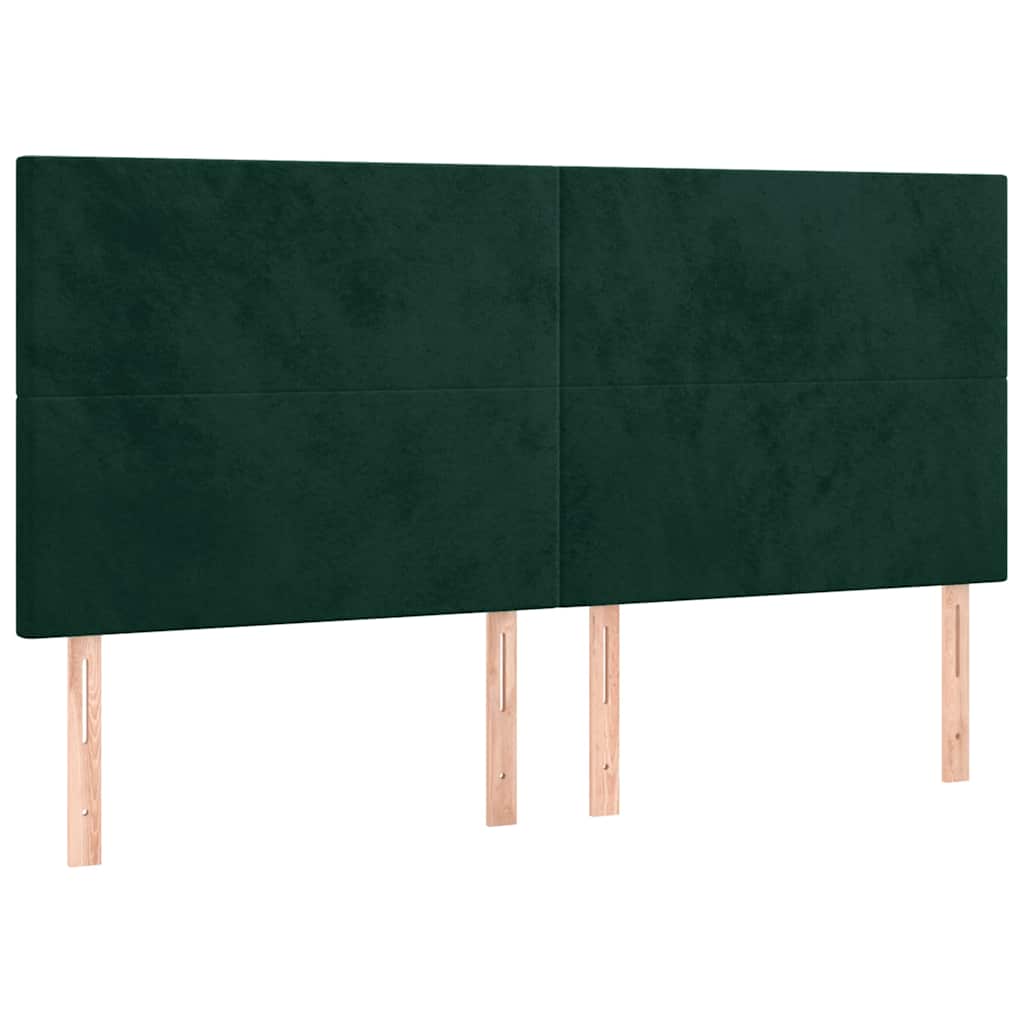 Vidaxl Zagłówki Do Łóżka, 4 Szt., Ciemnozielone, 90X5X78/88Cm, Aksamit