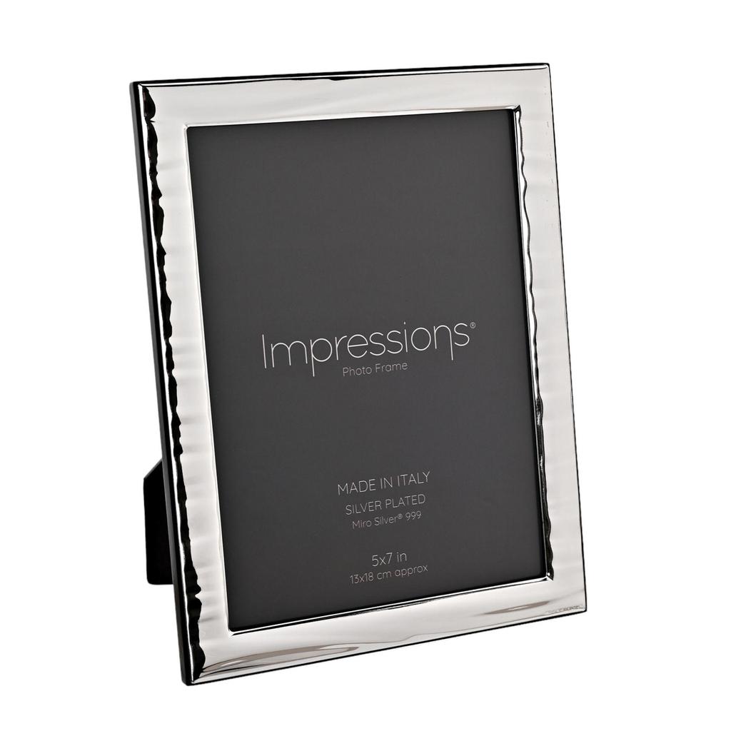 Impressions 999 Silver Narrow Wave Photo Frame 5 X 7 Wood Back Made In Italy