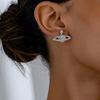 1 Pair Fashionable Creative Personalized Rhinestone Skull, Flower & Planet Stud Earrings For Ladies, Stylish For Daily Commuting And Versatile Wear