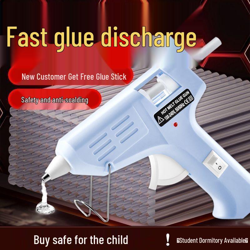 Child-Safe Electric Glue Gun with Anti-Scald Design for Home and Craft Use - Includes Quick-Melting 7mm Glue Sticks