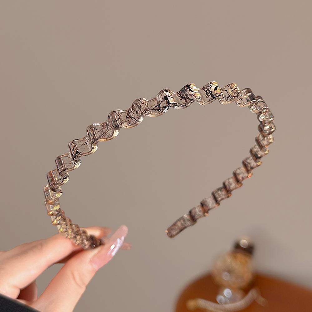 Bentiță Val Bentițe Păr Rășină Maro Val Bentiță cu Dinți Subțire Antiderapant Femei Makkeup Pieptene Păr Bandă Zigzag Bentiță Crestată