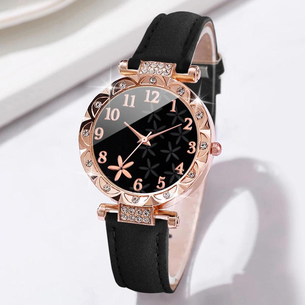 Elegant Diamond-Studded Women's Quartz Watch & Bracelet Set