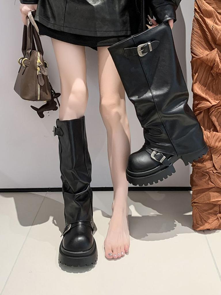 Brown Versatile Platform Height Increasing Martin Boots Women's Fall/Winter 2025 New Vintage Maillard Medium Boots