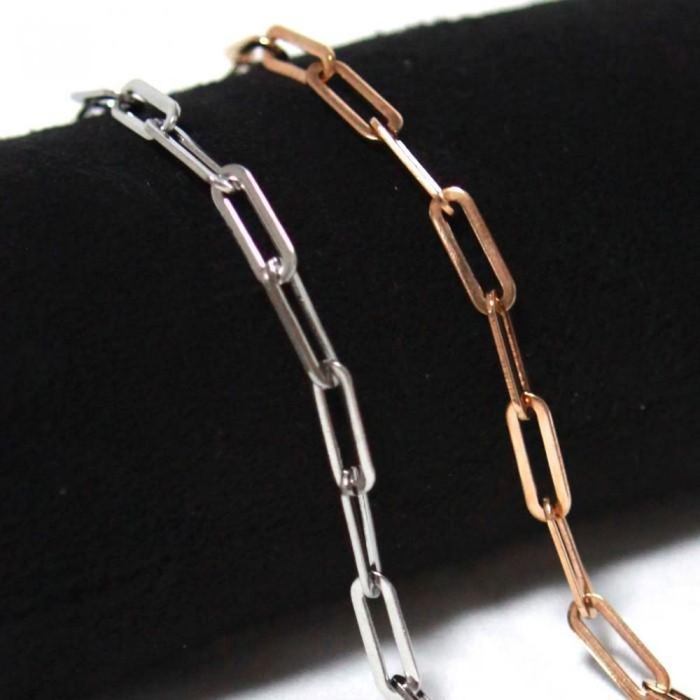 [Earneck Hands] Surgical Steel Round Rectangular Chain Bracelet (S6356938)