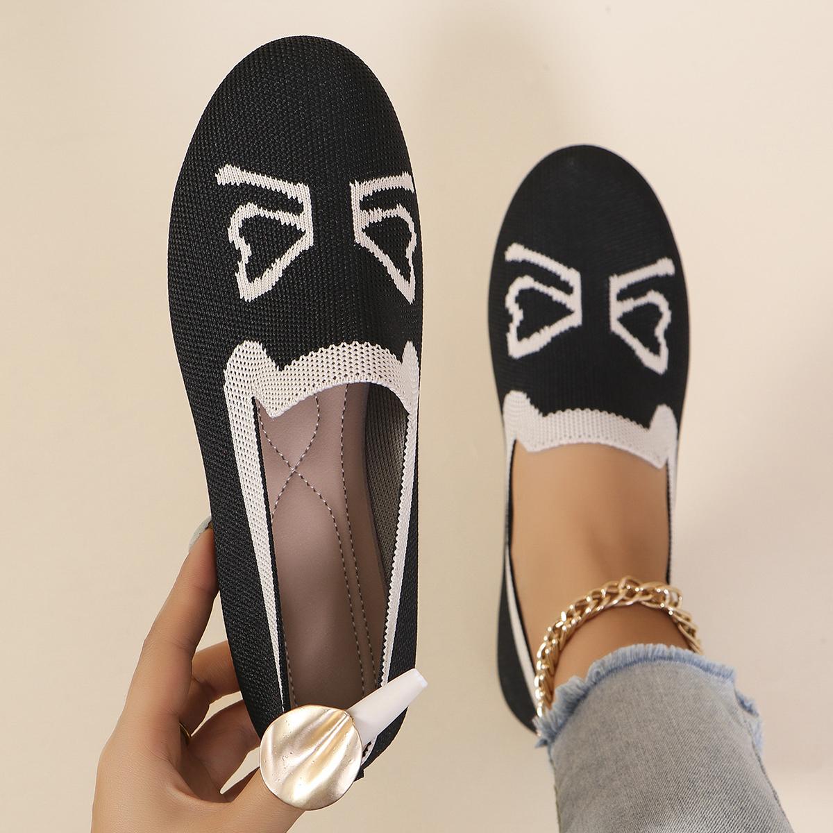 

Women Flats New Pointed Toe Flat Women Shoes Solid Color Knitted Slip on Sneakers Women Casual Breathable Ballet Flat Loafers 43 чорний