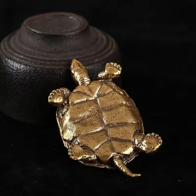 Solid Brass Feng Shui Turtle 24 Solar Terms 12 Hours Longevity Figurine Home Office Wealth Lucky Decoration