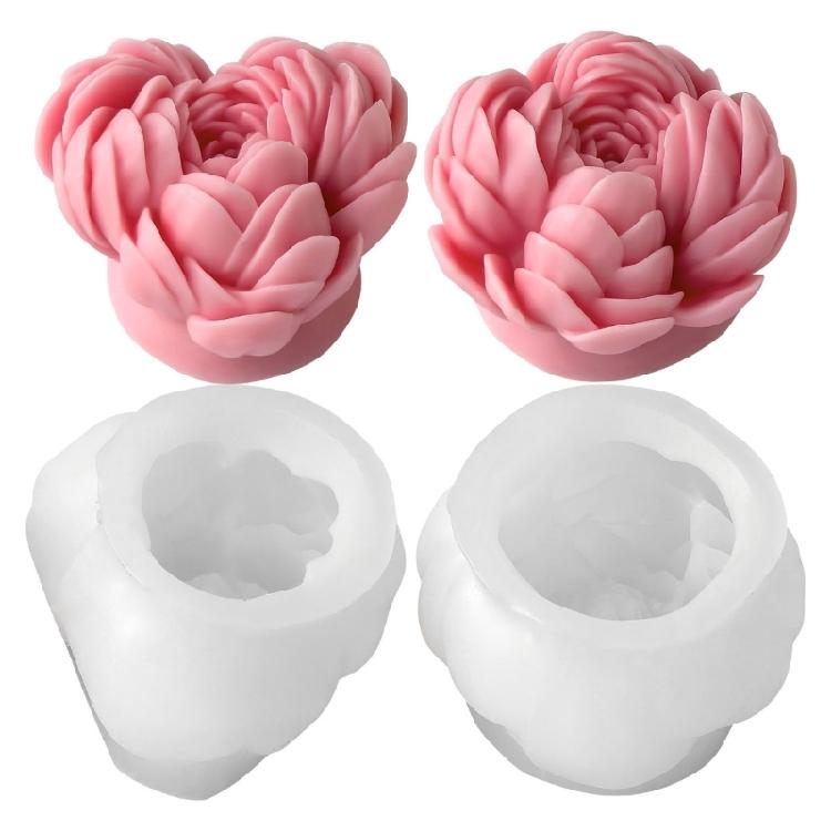 Silicone Moulds Peony Flower Candle Molds Ornament Molds Epoxy Resin Molds Plasters Molds for Candle Making