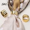 Non-slip Scarf Ring 3Pcs Minimalist Round Rings, Golden Plastic Slide Women Simple Holders for Neckerchiefs Shawls Shirts Electroplated