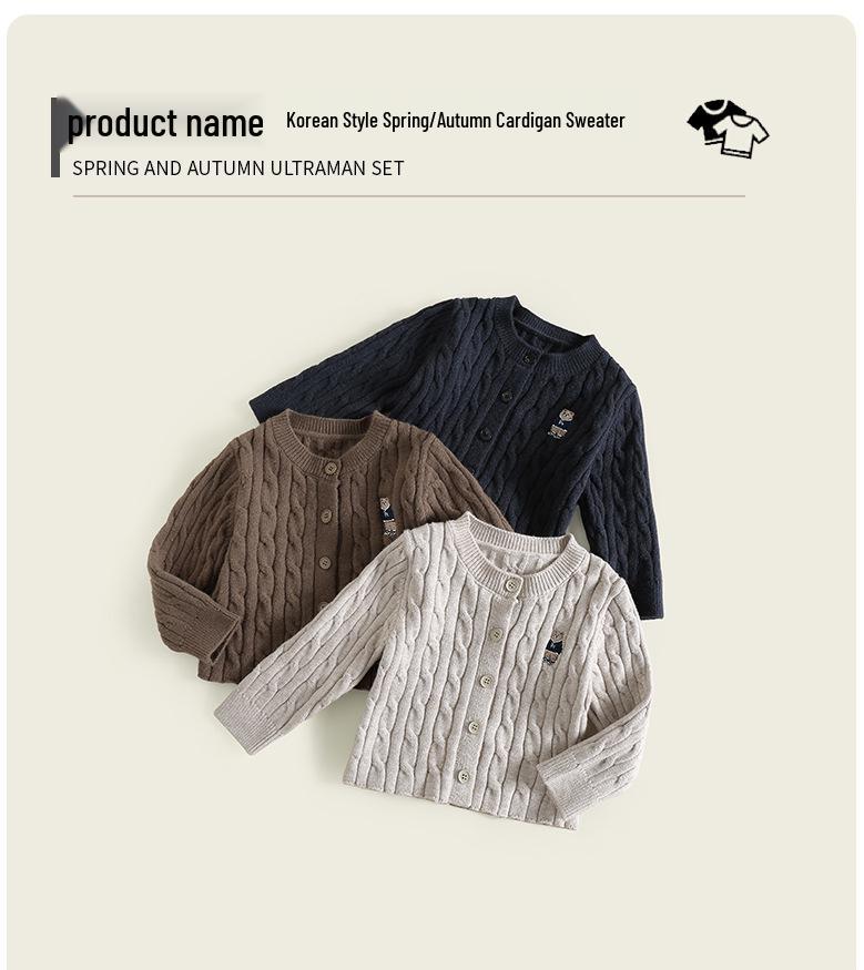 2025 Kids' Korean Style Cardigan - Breathable Knit Sweater for Girls & Boys, Perfect for Spring & Autumn