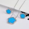 Top Quality Women Girls Five Leaf Flower Set Necklace Earrings Fashion Luxury Natural Stone Shell Set High Quality Zircon Gifts