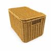 Wicker Storage Basket with Lid Rectangular Woven Space-Saving