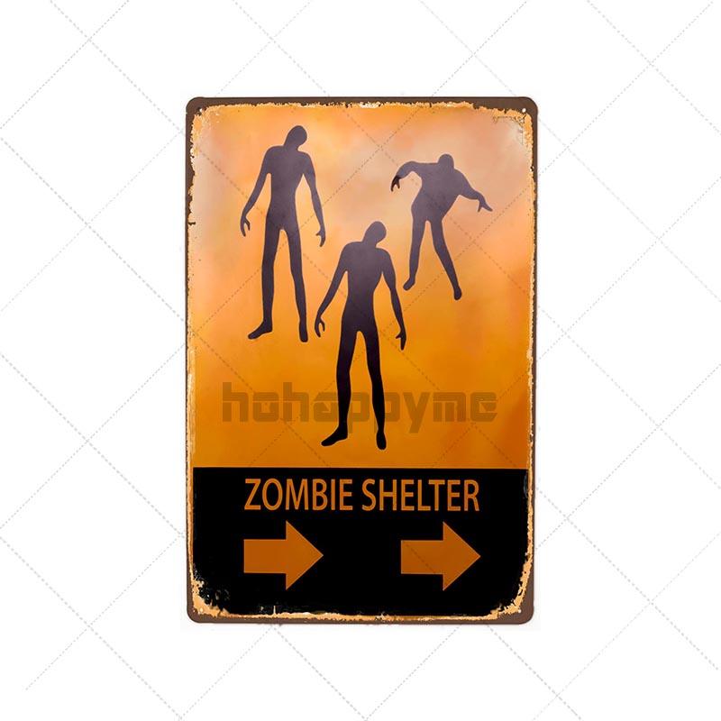 Danger Zombies Zone Retro Sign Metal Plaque Vintage Bar Pub Wall Decorative Plates Funny Poster Home Decor 20x30 CM