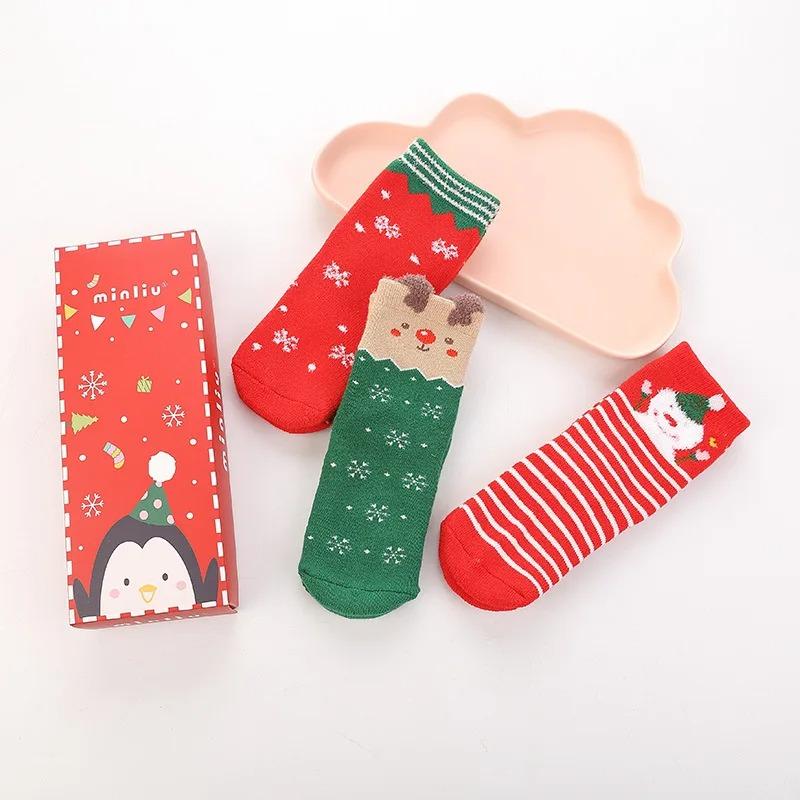 3Pairs/lot Christmas Baby Boy Socks Winter Fashion Socks Santa Claus Elk Cotton Snowman Infant Girl Socks Autumn Kids Sock