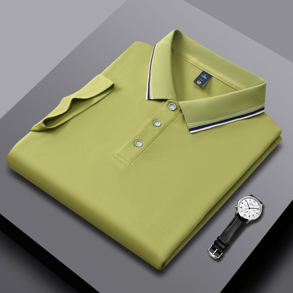 Polos pour Hommes et Femmes Été Nouveau T-shirts à Col Rayé Haute Qualité Couleur d'Assemblage Affaires Couleur Unie Manches Courtes