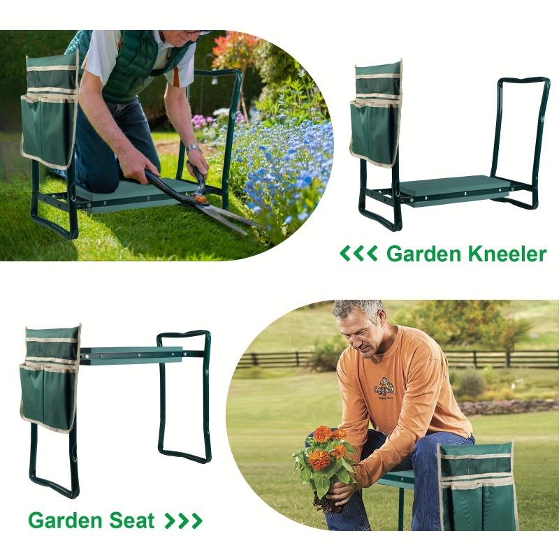 1set Garden Kneeler and Seat Foldable Gardening Bench Stool with Tool Bag Pouch EVA Foam Pad Outdoor Practical Garden Tools.