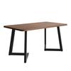 117X68cm dining table, (1-pc), frame made of metal, wood grain kitchen table with metal legs for dining room living room, black/walnut color