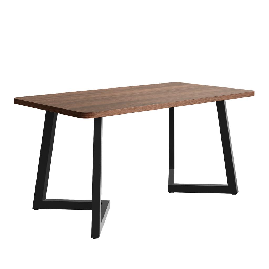 117X68cm dining table, (1-pc), frame made of metal, wood grain kitchen table with metal legs for dining room living room, black/walnut color