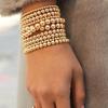 7-teiliges Goldenes Perlenarmband-Set für Damen, Flexibel dehnbar, Minimalistische Perlenarmreifen, Elegantes tägliches und Party-Schmuckzubehör