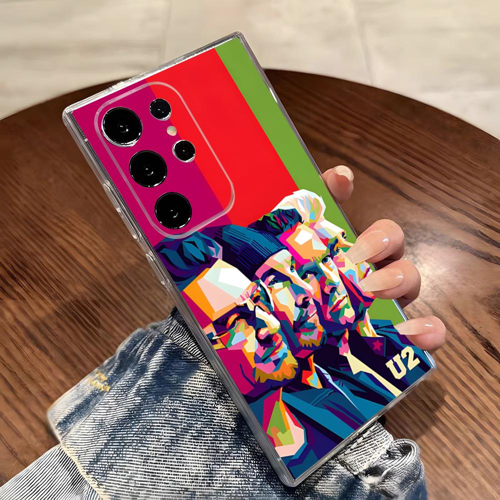 U2 Band Phone Case For Samsung S26 S25 S24 Ultra S23 Fe S22 S20 S21 Plus Plus 5G Fe Transparent Cover