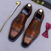 Mode 2025 Stilvolle Herren-Oxfords Hochzeit Formelle Schuhe Echtes Leder Schnürschuhe Brogue Runde Zehenpartie Business Büro Kleiderschuhe für Herren