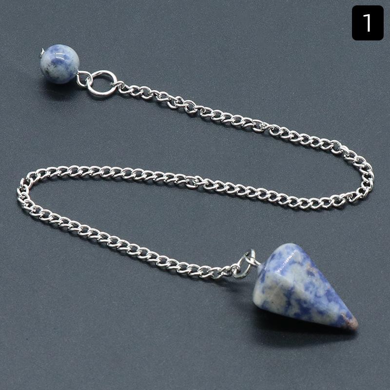 Шестигранная пирамида-маятник из розового кварца и тигрового глаза, подвеска из агатового кристалла