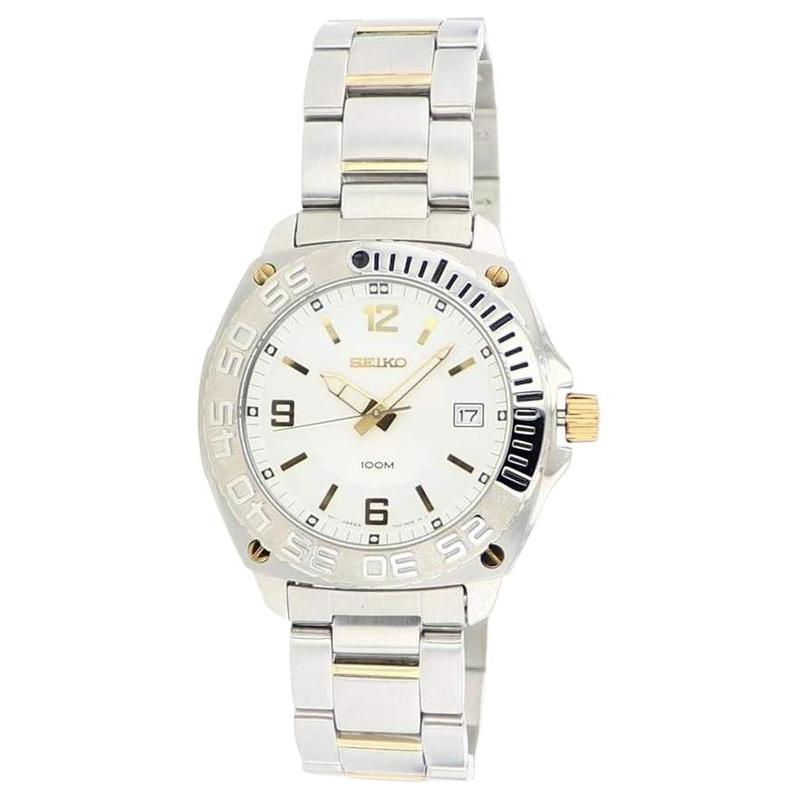 SEIKO 100 meters waterproof Quartz Steel Strap 39mm men s watch white dial SGEB78 белый