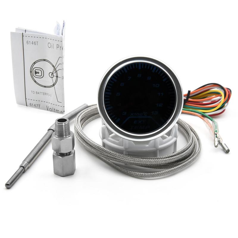 2" 52mm Exhaust Gas Temperature Gauge Digital Exhaust Gas Temp Gauge White Led EGT EXT Gauge Car Meter With 1/8 NPT Sensor 12V
