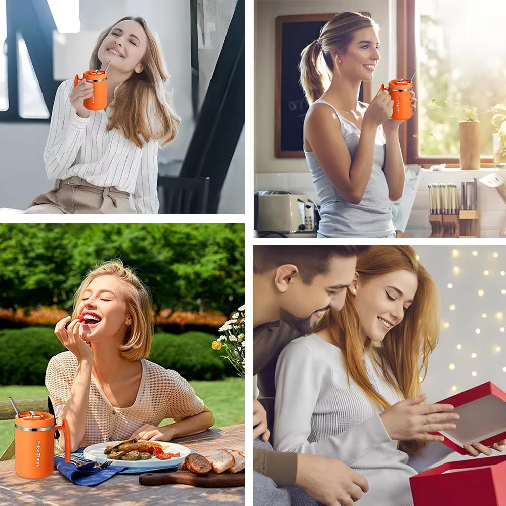 500ML Tea Cup With Strainer And Straw Stainless Steel Liner Coffee Mug With Lid Water Bottle Office Christmas Gift Drinkware