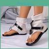 American Fliptoe Flat European And Roman Sandals Womens Summer New Denim Belt Buckle Large Size High Top Sandals Womens