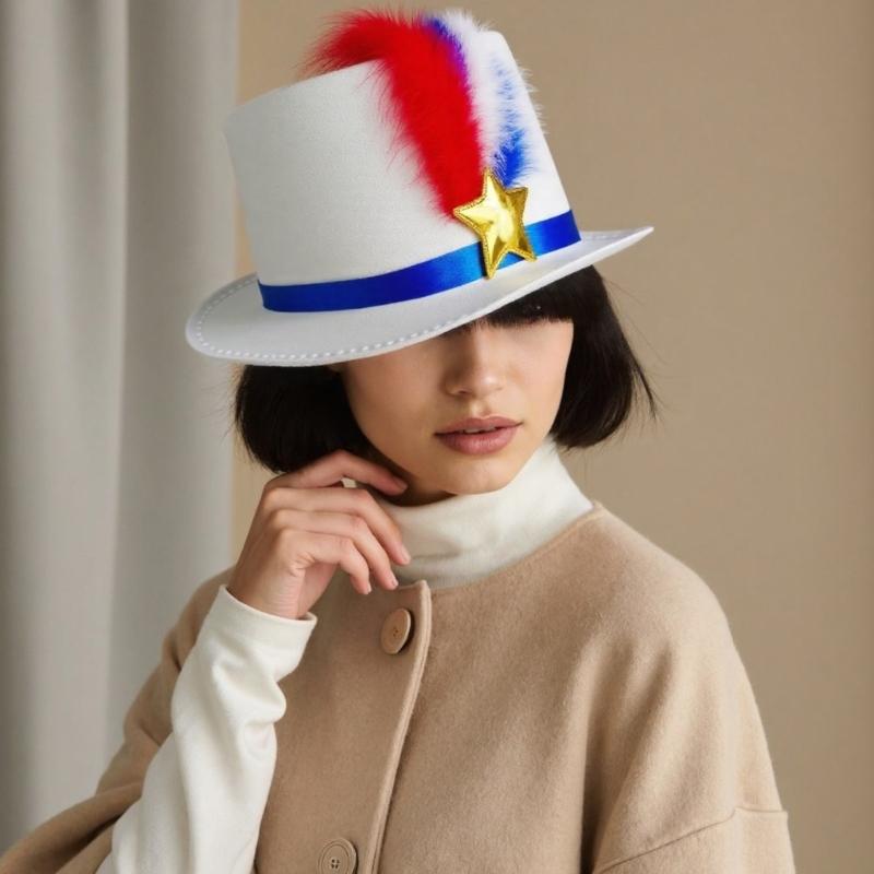 Independence Day Hat Gentleman Party Hat Evening Event Hat Felted Men Hat for Event and Theme Parties