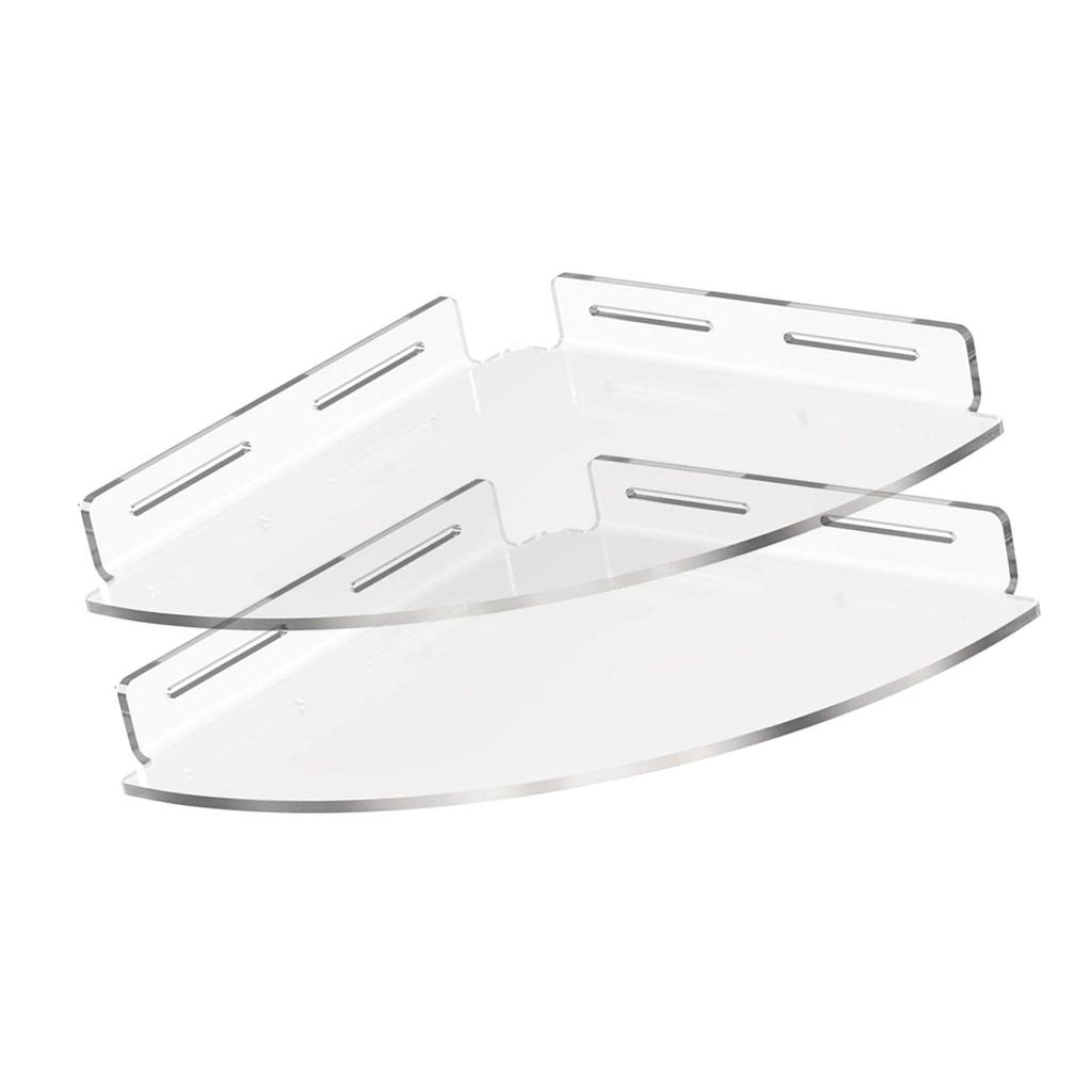 2 Pieces Bathroom Corner Shelves Adhesive Mounted Acrylic Shower Storage with Large Capacity Design