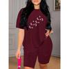 Women's fashionable summer butterfly print T-shirt shorts suit