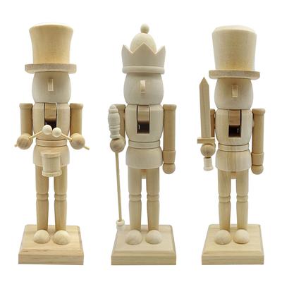Wooden Nutcracker Unpainted Paint Your Own Nutcracker Figures Wood Nutcracker Unfinished with Paint Kit for Kids Adults All Ages
