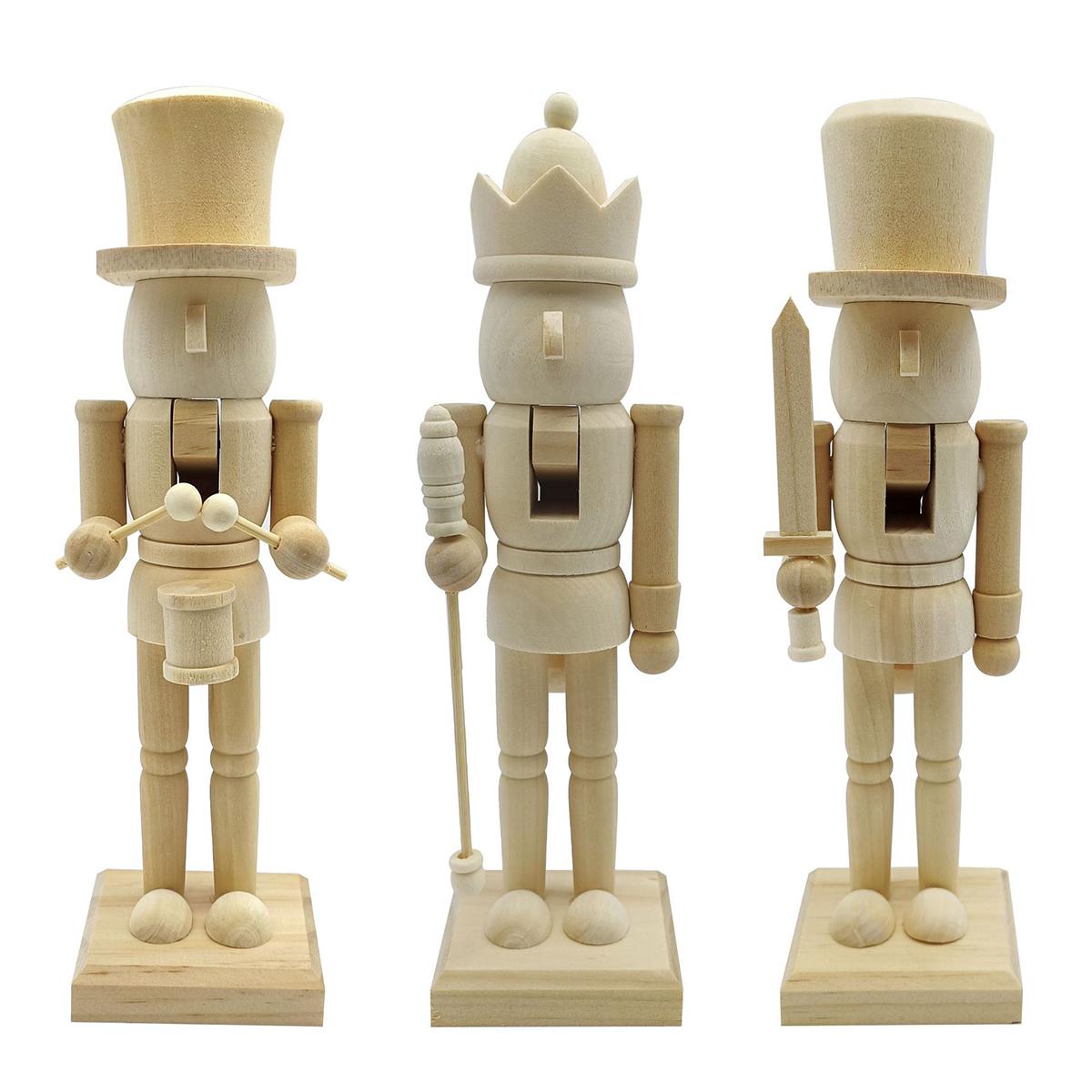 Wooden Nutcracker Unpainted Paint Your Own Nutcracker Figures Wood Nutcracker Unfinished with Paint Kit for Kids Adults All Ages