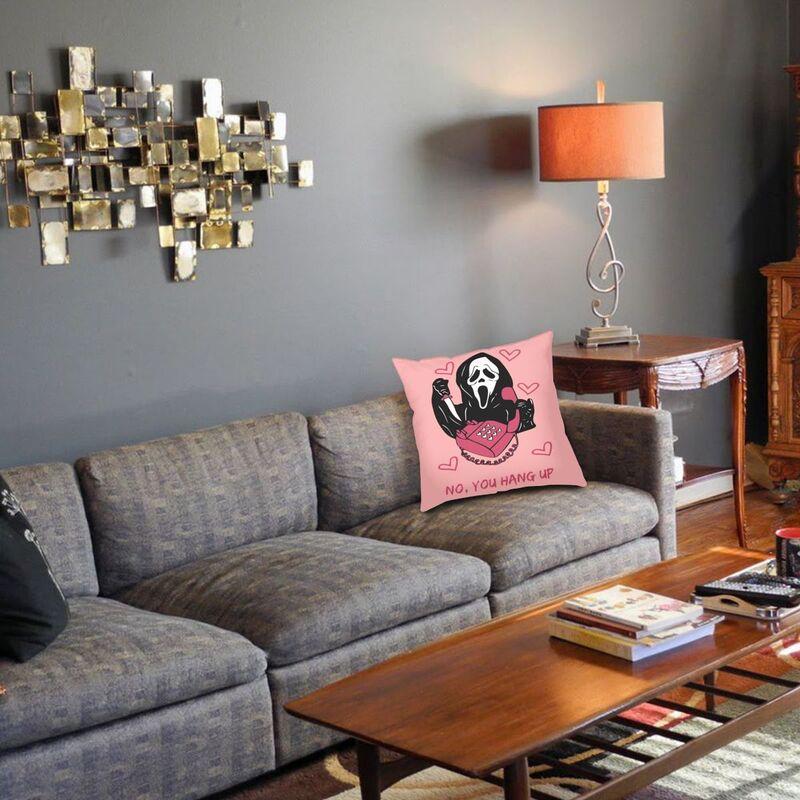 Lustiger Halloween Ghostface Kissenbezug Scream Sidney Prescott Film Dekokissenbezug für Sofa, quadratischer Kissenbezug im Wohnzimmer