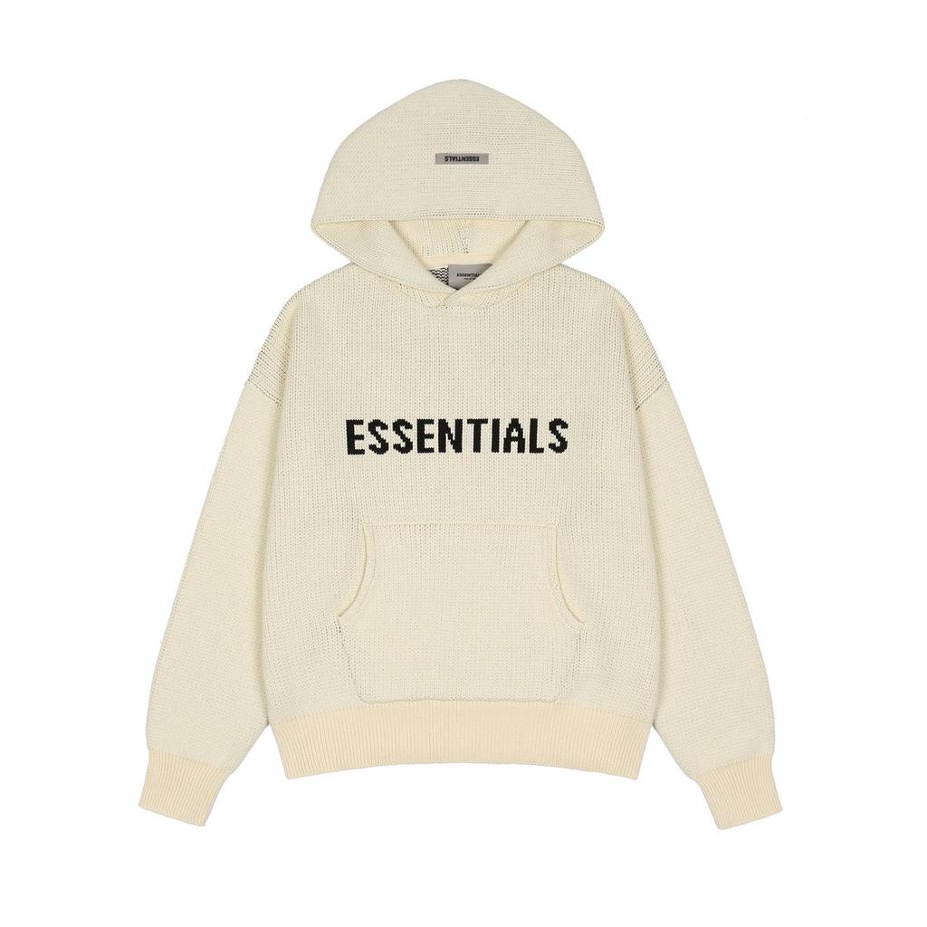 ESSENTIALS Unisex Codzienna Bluza z Kapturem z Dzianiny z Napisem