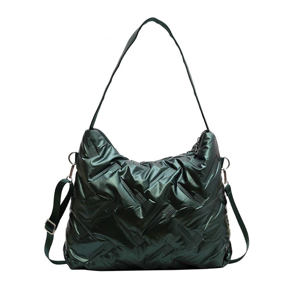 

Versatile Quilted Crossbody Shoulder Bags Down Cotton Padded Large Capacity Handbags Solid Color Messenger Bag for Women Men