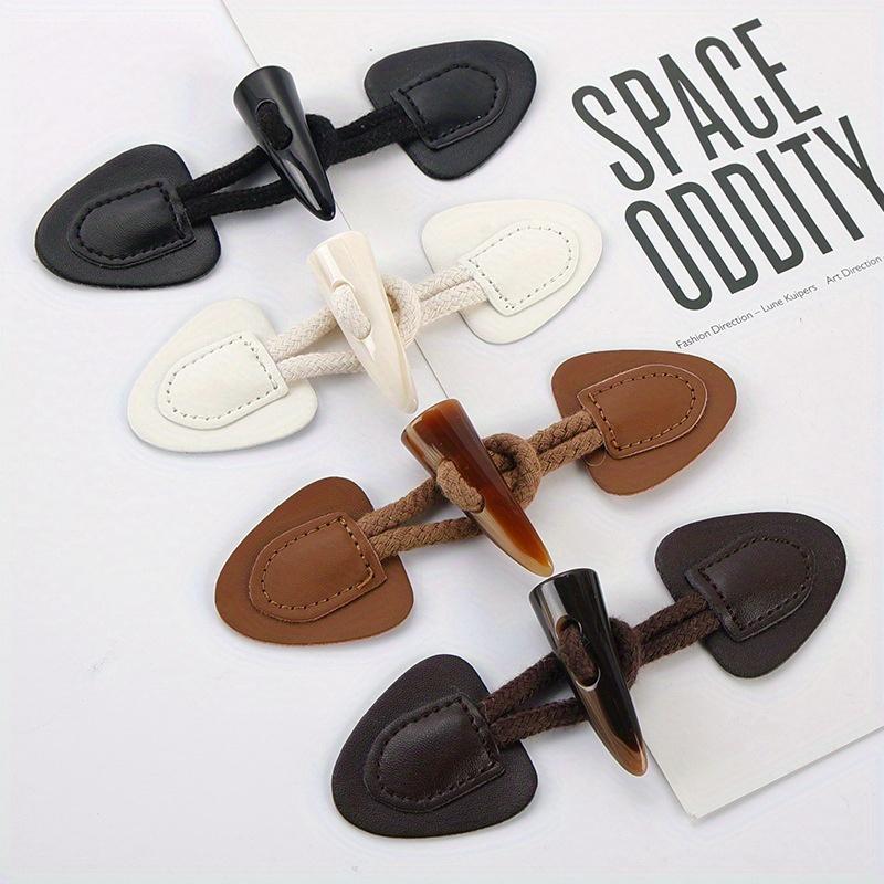 5 Pairs PU Leather Horn Buckle Toggle Button Fastener for Coat Jacket Duffle DIY Handmade Craft Sew on Clothing Sewing Decoration
