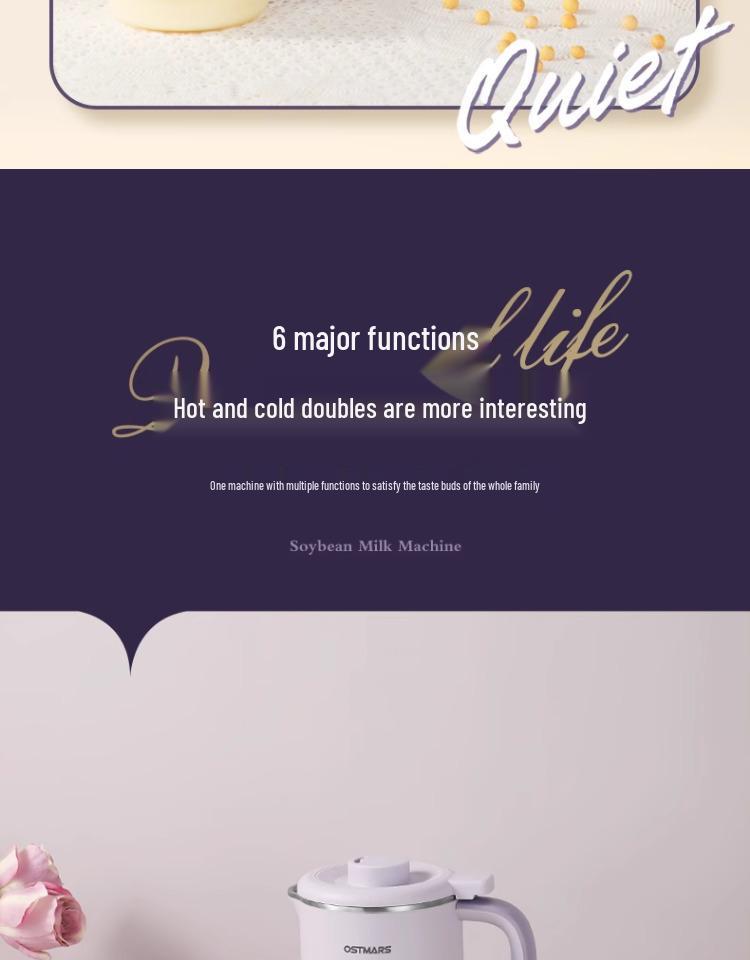 OSTMARS Automatic Soy Milk Maker: Compact, Multi-functional, No-cook, No-filter, Blending, Crushing Machine.