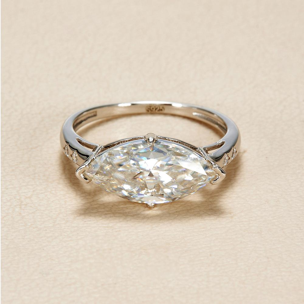 3 Carat Marquise Cut Moissanite Rings for Women CopperEast West Diamond Engagement Ring Wedding Bands Jewelry Gift