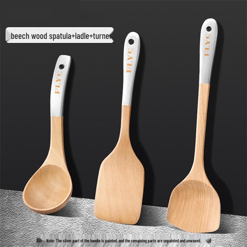 Beech Wood High-Temperature Resistant Spatula Set for Non-Stick Pans