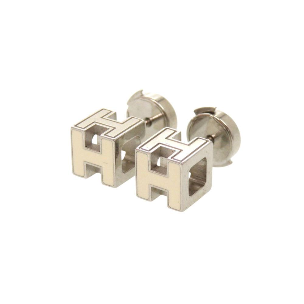 Used AUTHENTIC HERMES Cardue H H-cube Pierce Creme