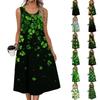 Women's Fashion Sleeveless Button Casual Dress with Pockets and St. Patrick's Day Prints