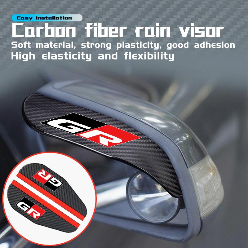 2PCS Carbon Fiber Car Rearview Mirror Rain Eyebrow Sticker For Toyota Camry Highlander C-HR Hilux Vios Rav4 Prius Yaris TRD