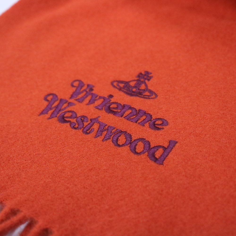 VIVIENNE WESTWOOD Apparel 81030007 W00Q7 Terracotta Basic Embroidered Logo Fringe Scarf (Scarf) Women's [Brand] [Used]