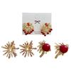 Stylish Red Rhinestones Studs Earrings With Unique Fire Works Designs Ear Accessories Perfect For Any Occasion