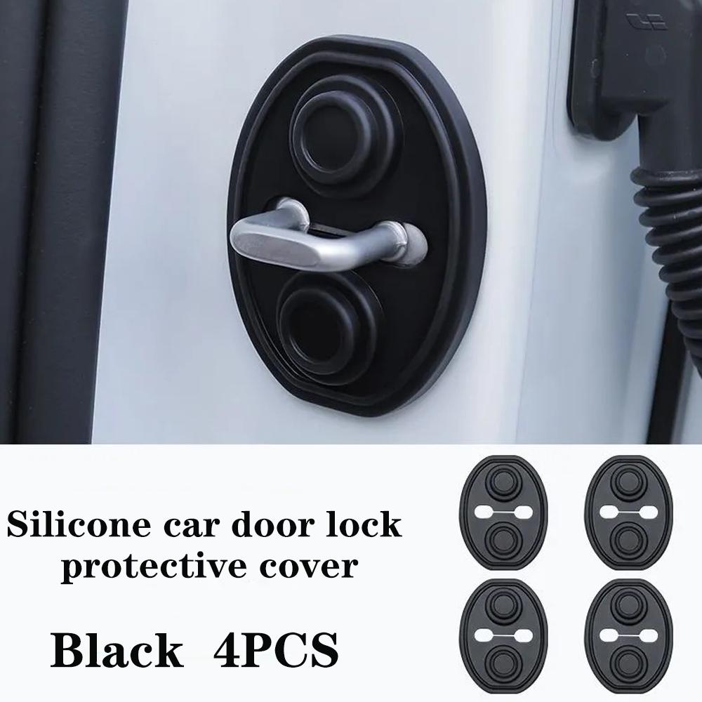 Для Mazda 6e Mazda EZ-6 J90A 2024~2026 2025 Автомобильная силиконовая накладка на замок двери Защита от ржавчины, амортизация ударов, аксессуар Black 4PCS