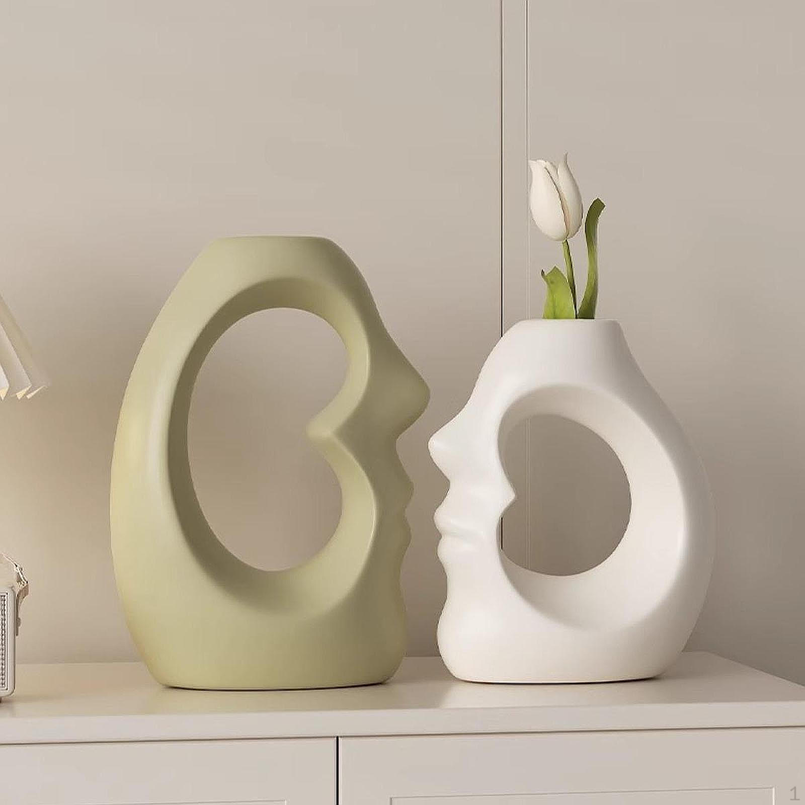 

2 шт. цветочные вазы центральные украшения эстетический подарок на новоселье декор абстрактный дизайн для офиса Beige and white