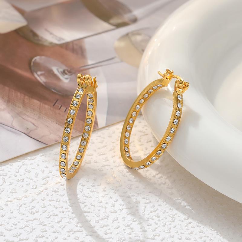 

Новые серьги-кольца большого размера, персонализированные модные серьги в стиле легкой роскоши, слегка инкрустированные бриллиантами золотой